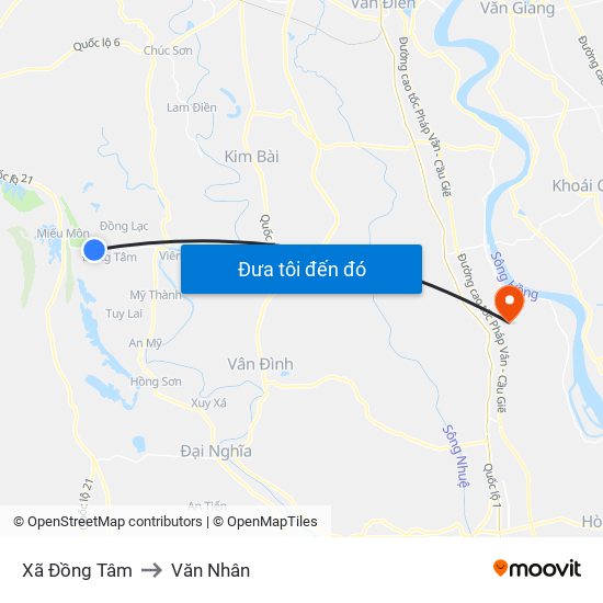 Xã Đồng Tâm to Văn Nhân map