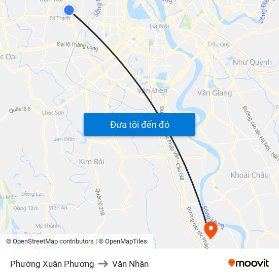 Phường Xuân Phương to Văn Nhân map