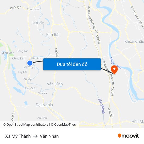 Xã Mỹ Thành to Văn Nhân map