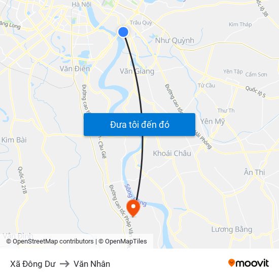 Xã Đông Dư to Văn Nhân map