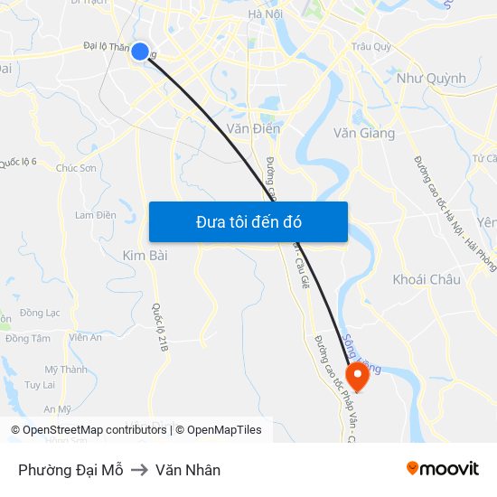 Phường Đại Mỗ to Văn Nhân map