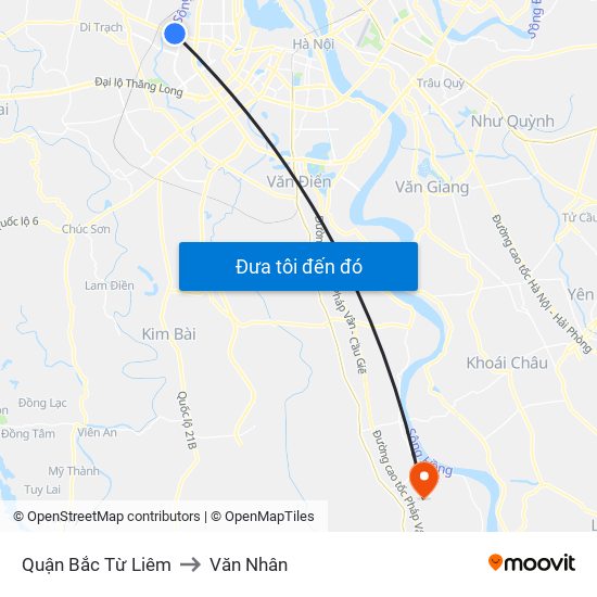 Quận Bắc Từ Liêm to Văn Nhân map