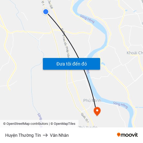 Huyện Thường Tín to Văn Nhân map