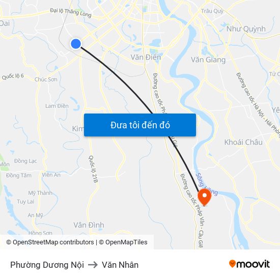 Phường Dương Nội to Văn Nhân map
