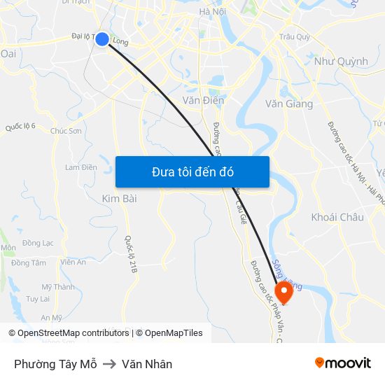 Phường Tây Mỗ to Văn Nhân map