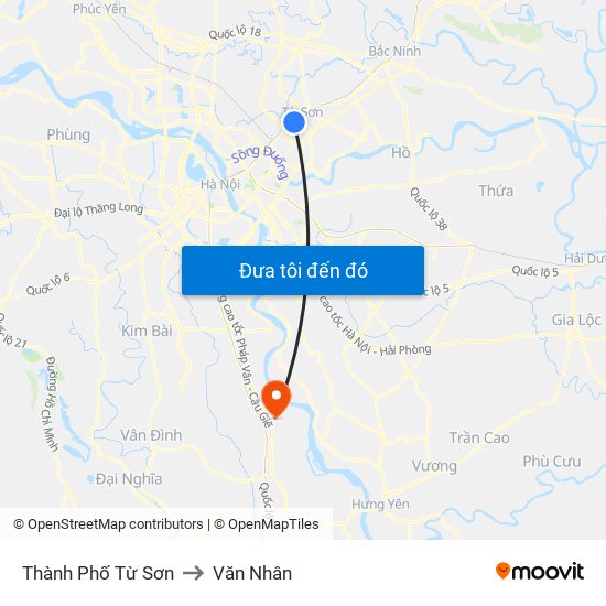 Thành Phố Từ Sơn to Văn Nhân map