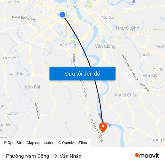 Phường Nam Đồng to Văn Nhân map