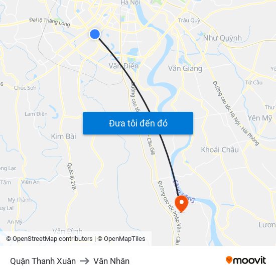Quận Thanh Xuân to Văn Nhân map