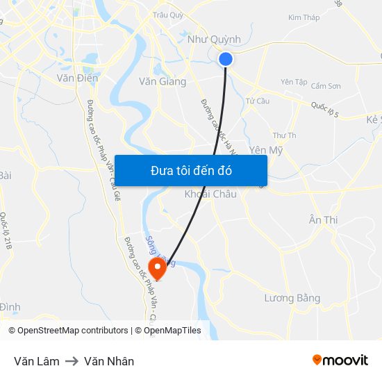 Văn Lâm to Văn Nhân map