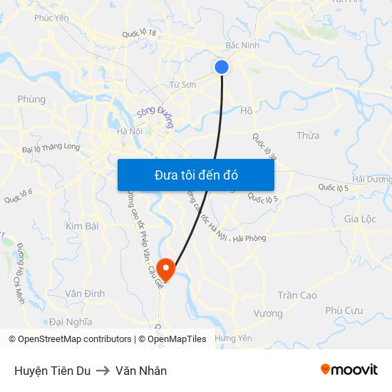 Huyện Tiên Du to Văn Nhân map