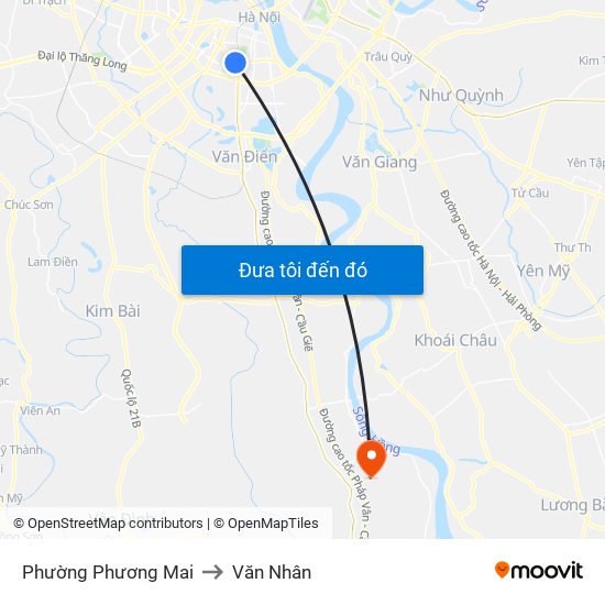 Phường Phương Mai to Văn Nhân map