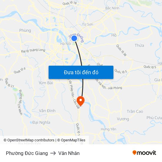 Phường Đức Giang to Văn Nhân map