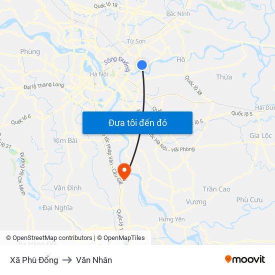 Xã Phù Đổng to Văn Nhân map
