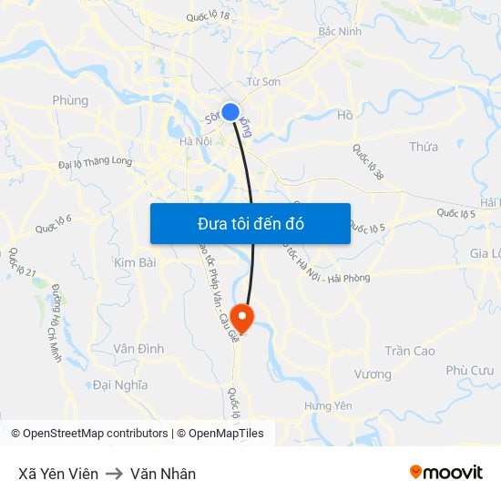 Xã Yên Viên to Văn Nhân map
