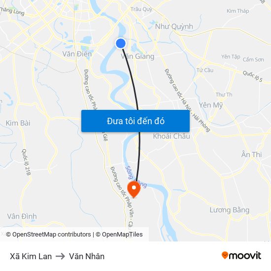 Xã Kim Lan to Văn Nhân map