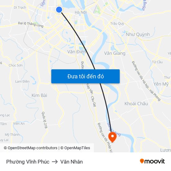 Phường Vĩnh Phúc to Văn Nhân map