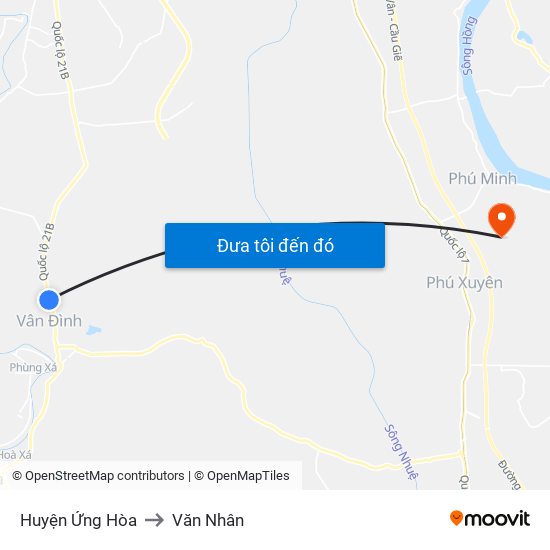 Huyện Ứng Hòa to Văn Nhân map