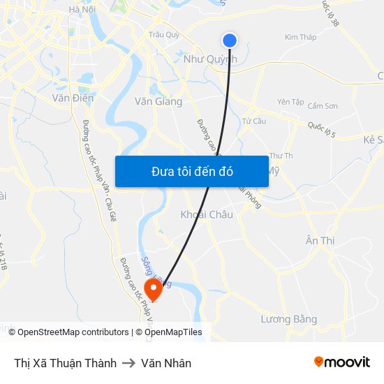 Thị Xã Thuận Thành to Văn Nhân map