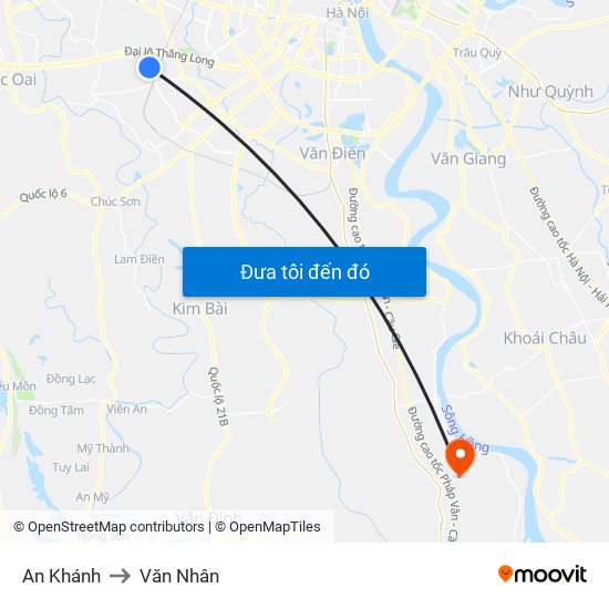 An Khánh to Văn Nhân map