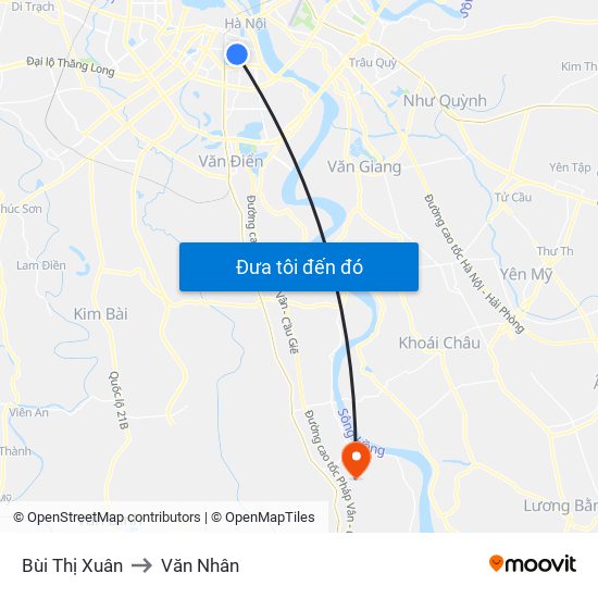 Bùi Thị Xuân to Văn Nhân map