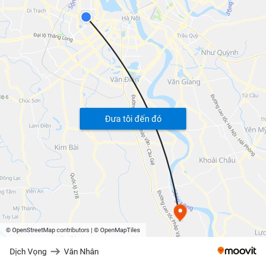 Dịch Vọng to Văn Nhân map