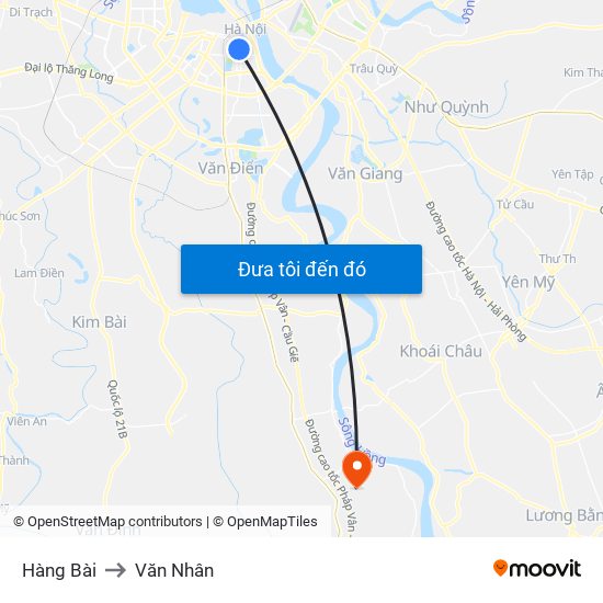 Hàng Bài to Văn Nhân map