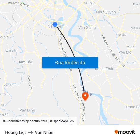 Hoàng Liệt to Văn Nhân map