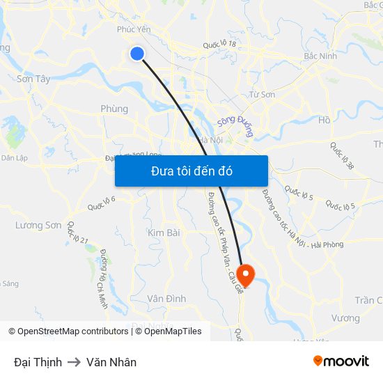 Đại Thịnh to Văn Nhân map