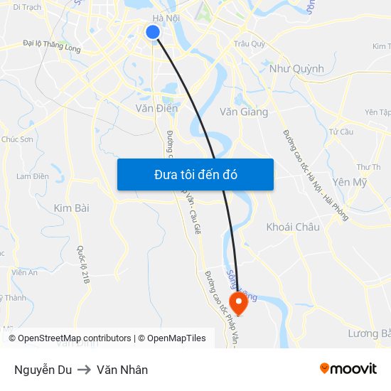 Nguyễn Du to Văn Nhân map