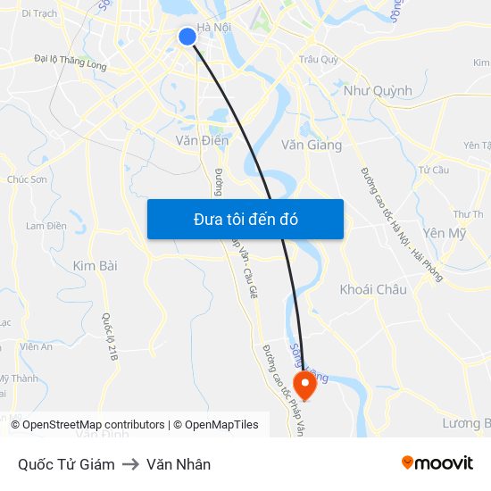 Quốc Tử Giám to Văn Nhân map