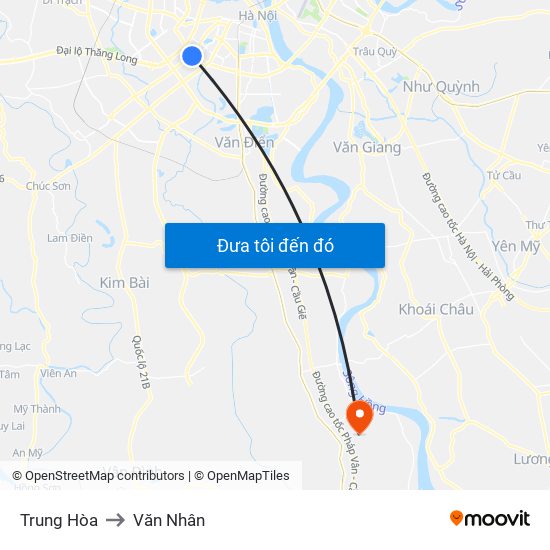 Trung Hòa to Văn Nhân map