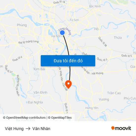 Việt Hưng to Văn Nhân map