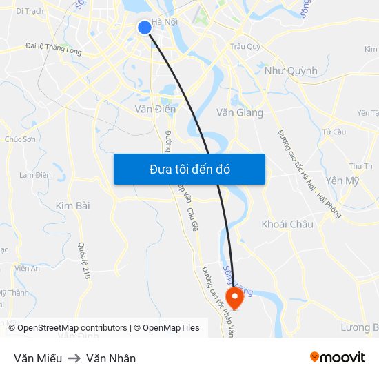 Văn Miếu to Văn Nhân map