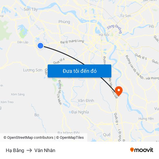 Hạ Bằng to Văn Nhân map