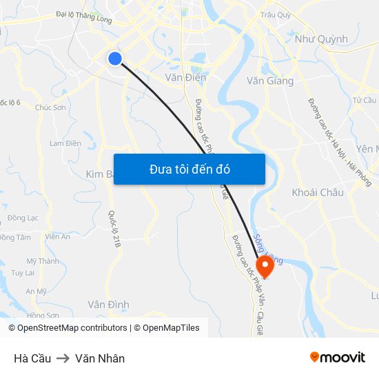 Hà Cầu to Văn Nhân map