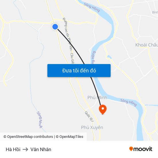 Hà Hồi to Văn Nhân map