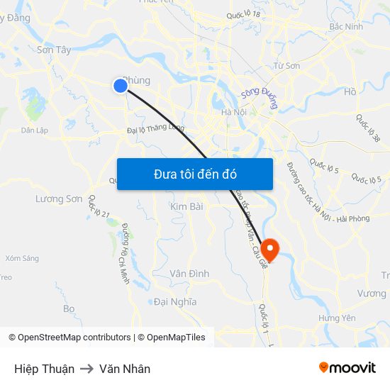 Hiệp Thuận to Văn Nhân map