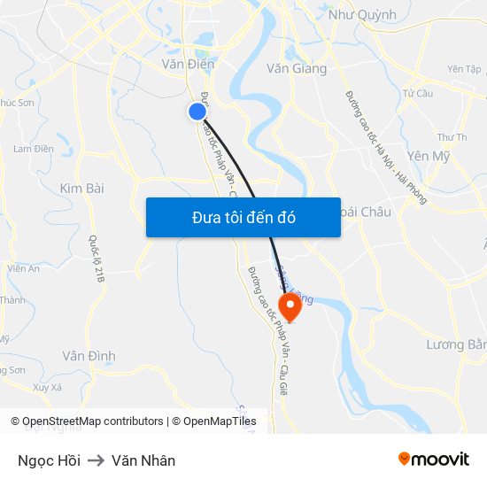 Ngọc Hồi to Văn Nhân map