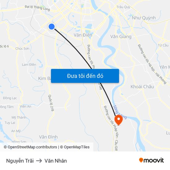 Nguyễn Trãi to Văn Nhân map