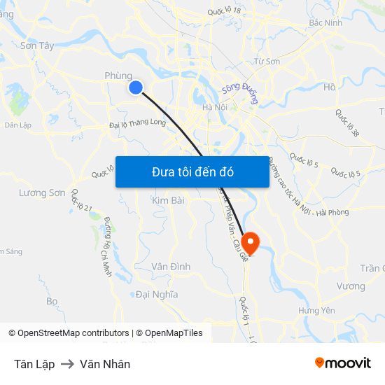 Tân Lập to Văn Nhân map