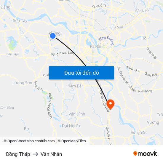 Đồng Tháp to Văn Nhân map
