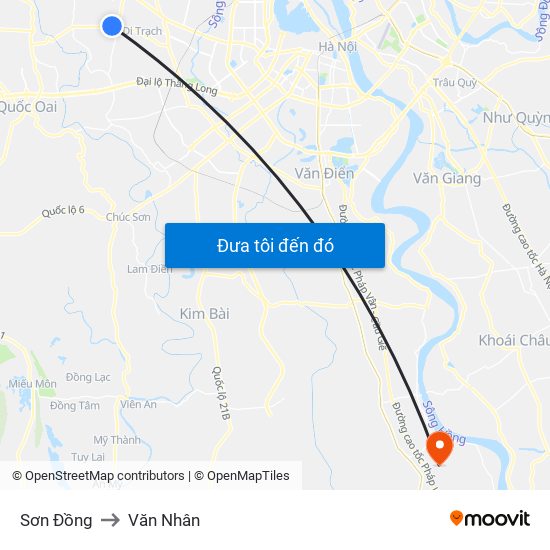 Sơn Đồng to Văn Nhân map