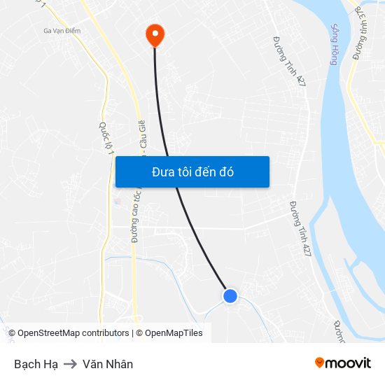 Bạch Hạ to Văn Nhân map