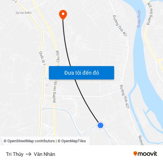 Tri Thủy to Văn Nhân map