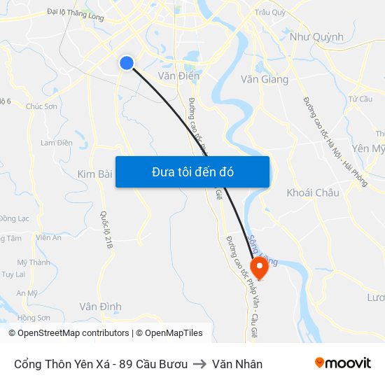 Cổng Thôn Yên Xá - 89 Cầu Bươu to Văn Nhân map