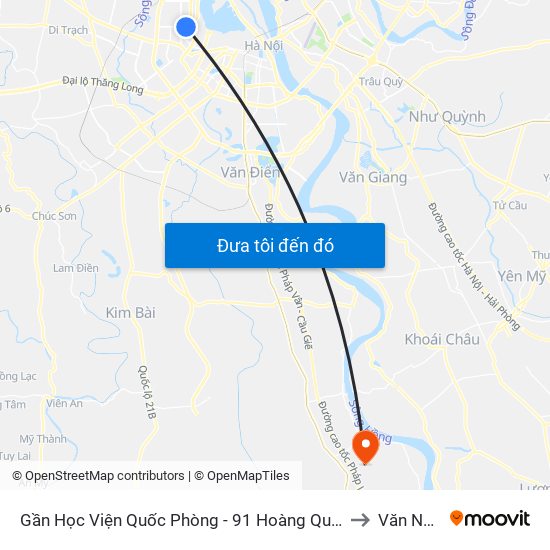 Gần Học Viện Quốc Phòng - 91 Hoàng Quốc Việt to Văn Nhân map