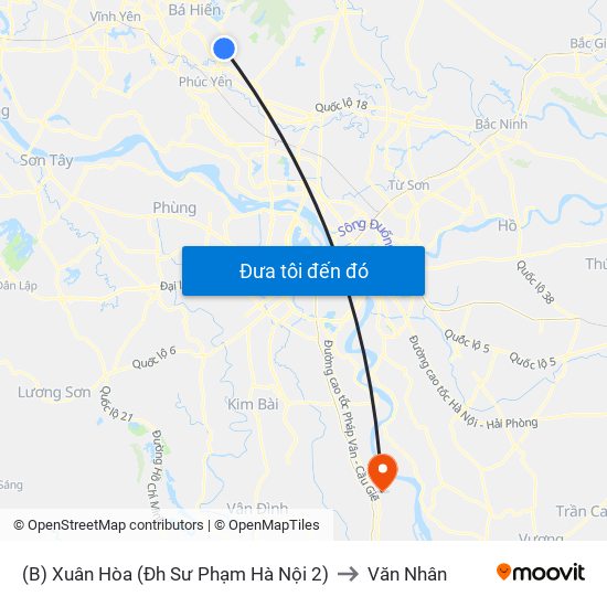 (B) Xuân Hòa (Đh Sư Phạm Hà Nội 2) to Văn Nhân map