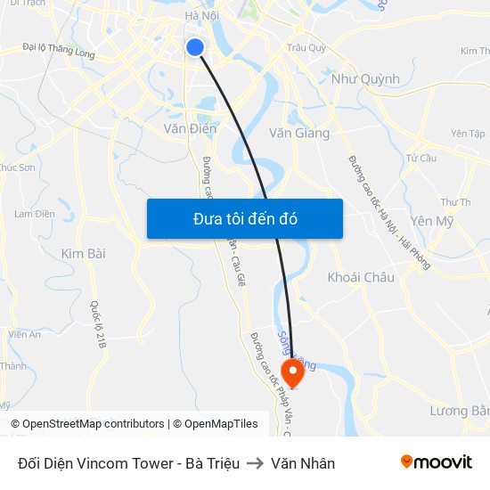 Đối Diện Vincom Tower - Bà Triệu to Văn Nhân map