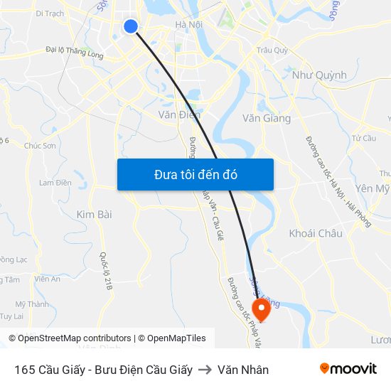 165 Cầu Giấy - Bưu Điện Cầu Giấy to Văn Nhân map