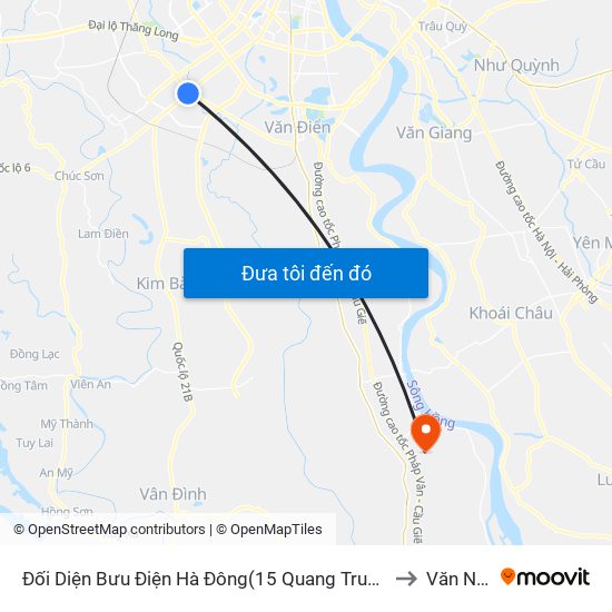 Đối Diện Bưu Điện Hà Đông(15 Quang Trung Hà Đông) to Văn Nhân map